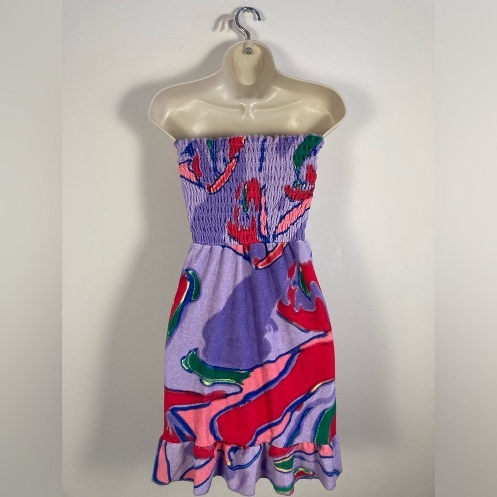 NEW Juicy Couture Velour Ruffle Hem Strapless sundress rouched bodice NWT Small - Picture 4 of 9